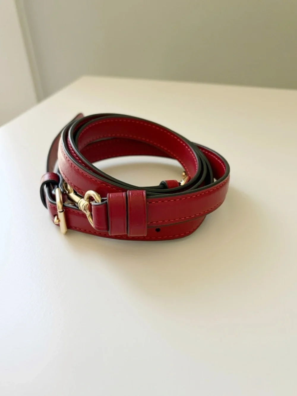 Coach Red Leather Crossbody Strap with Gold Hardware